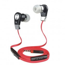 KIK 999 Stereo Earphone Headset with Mic and Volume Control (999 Red)